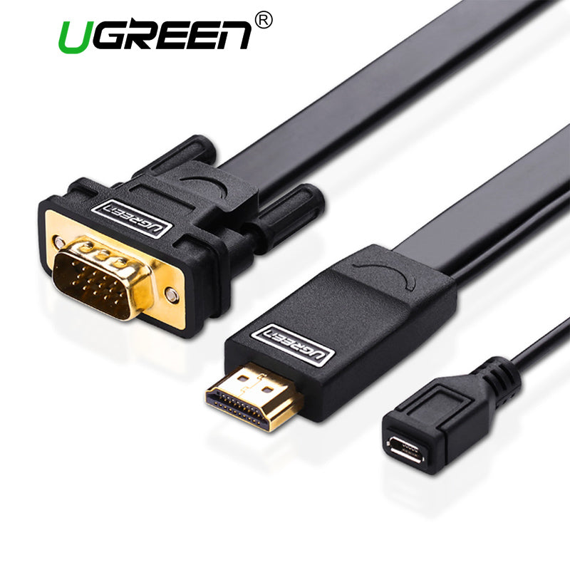 Ugreen 1080P HDMI to VGA cable adapter Digital to Analog Male To Male converter for Laptop TV box Projector PS3 Xbox360 , Black
