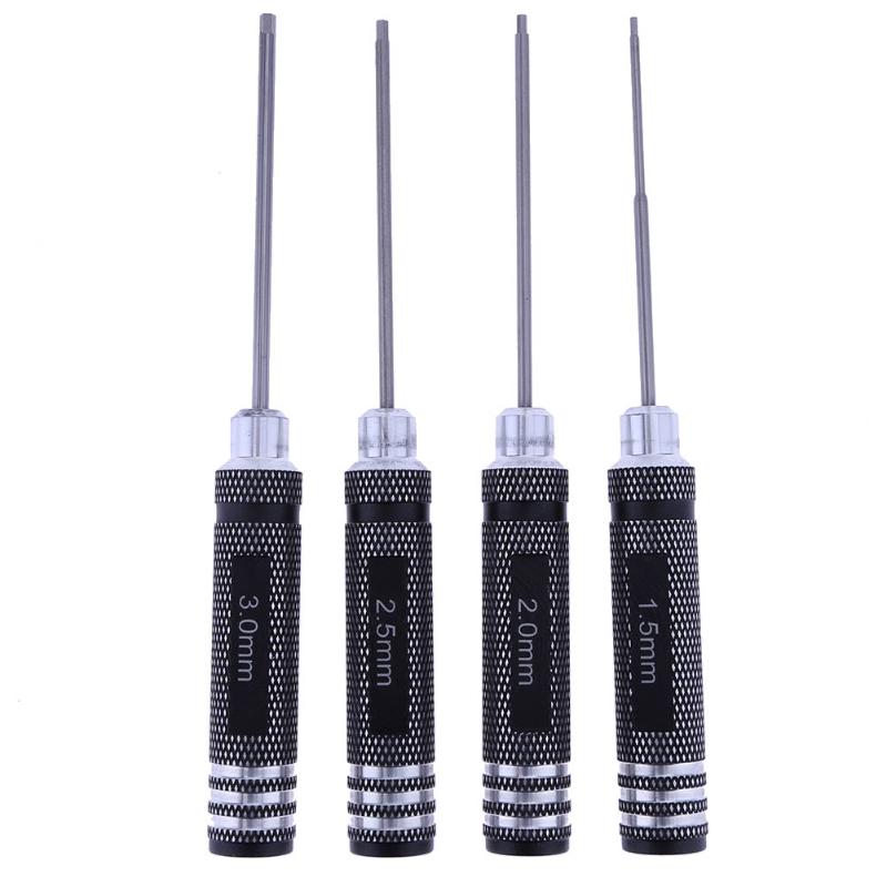 4pcs/Set white Steel Screwdriver Set 1.5mm 2.0mm 2.5mm 3.0mm Hexangular Screwdriver Kit Repair Tools For RC Car Quadcopter Drone