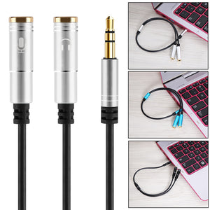 Y Shape 3.5mm Male to 2 Female Cable Connector Adapter Splitter with Separate Microphone Audio Headphone Jack for Phone Computer PC Tablet