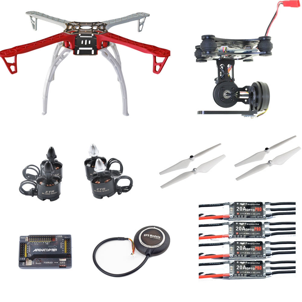 DIY F450 FPV Quadcopter Drone kit 2212 940KV Motor 20A Littlebee ESC APM2.8 FC M8N GPS  2 Axis Gimbal 9045 Pro Return Home