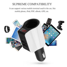 Vingtank Car Cigarette lighter Socket Car Charger For iPhone Samsung 2-Port USB LED Screen Micro Charging Type Of Phone C Cable