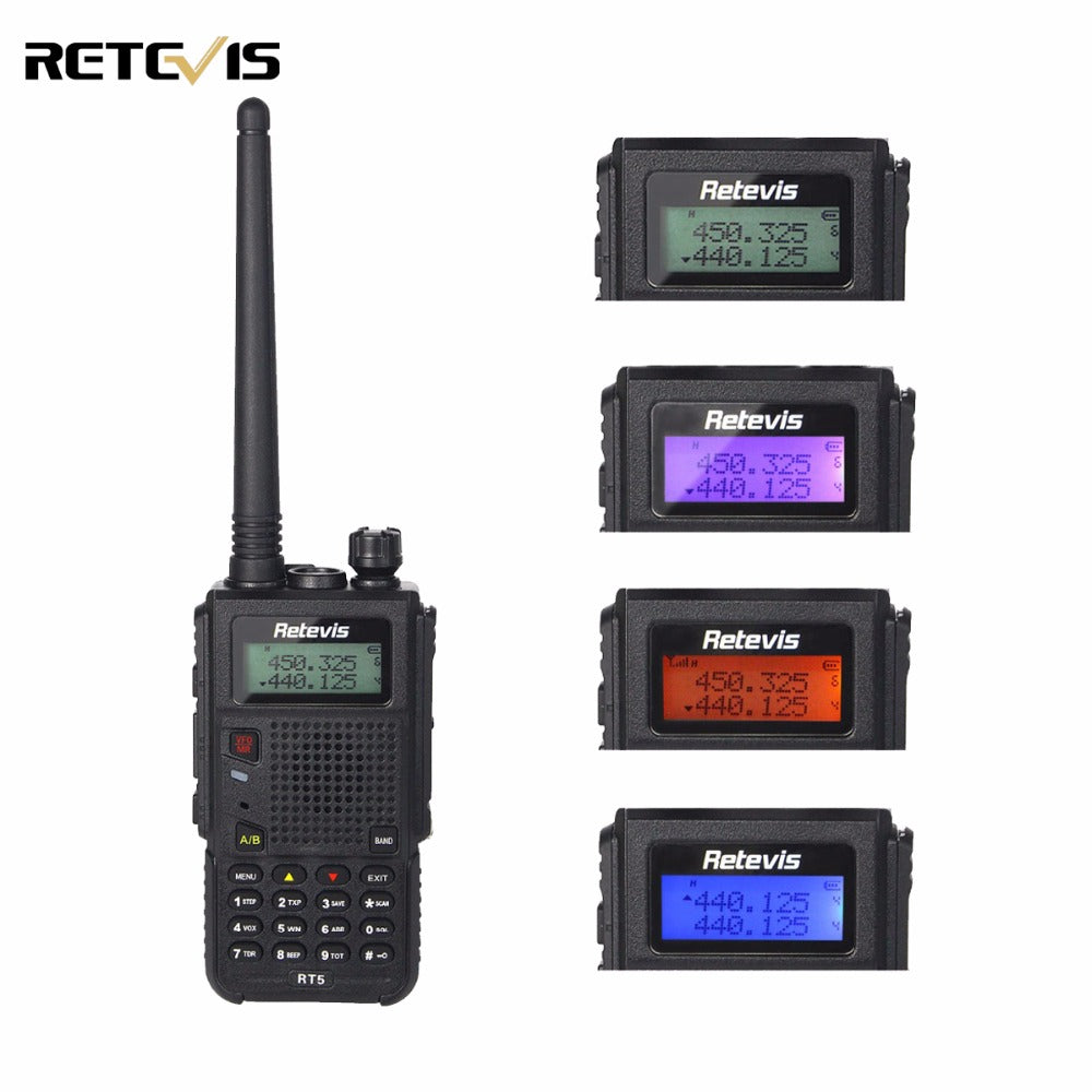 7W Walkie Talkie Retevis RT5 Dual Band Radio VHF/UHF 136-174+400-520MHz 128CH Scan VOX FM Radio 1750Hz Two Way Radio A9108Q